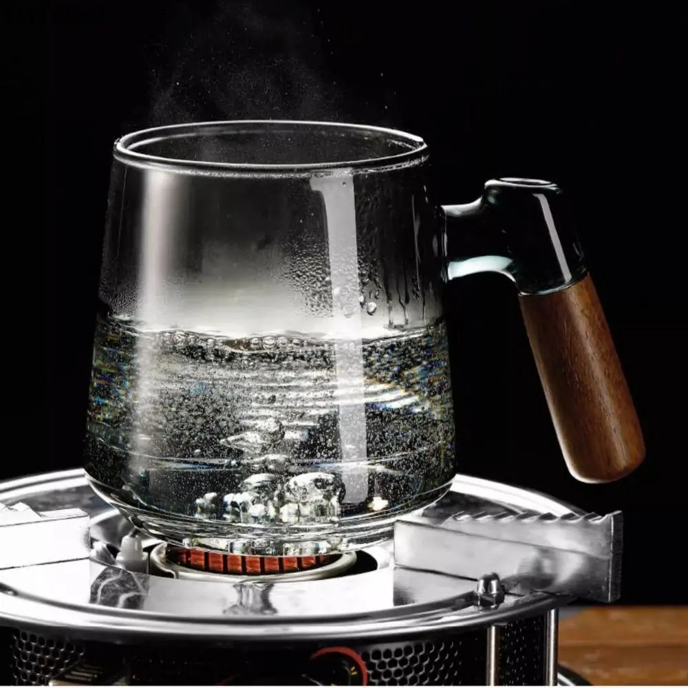 

High Borosilicate Glass Glass Tea Cup with Tea Infuser with Lid Heat Resistant Clear Teapot Removable Mountain-View Design