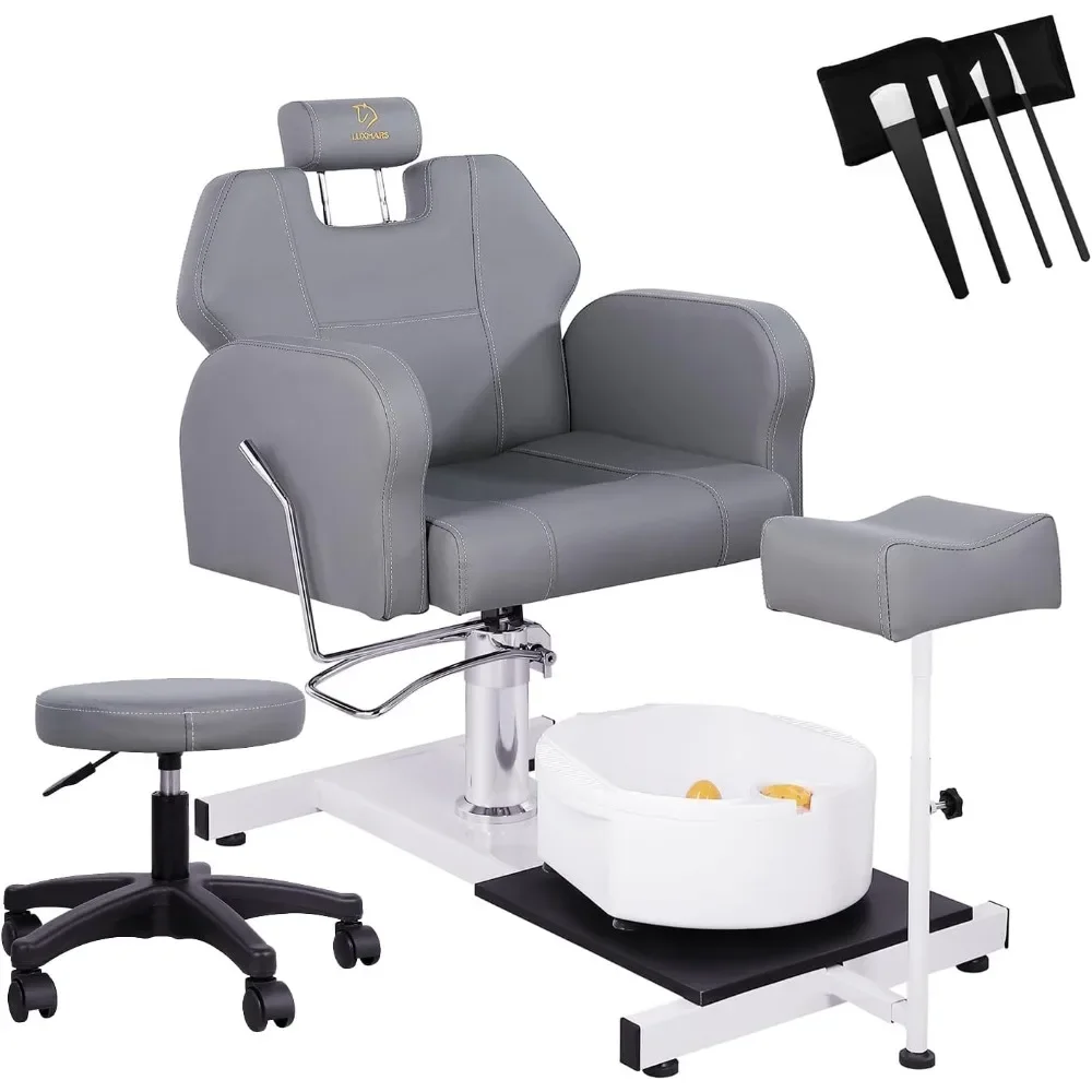 Pedicure Chair.Reclining Pedicure Chair No Plumbing With Foot Massage Basin, Hydraulic Adjustable Pedicure Chair, 360° Rotation