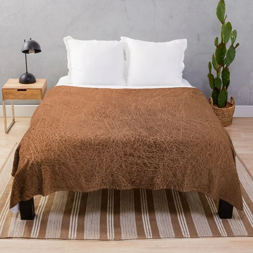 

Worn Brown Leather Look Throw Blanket Wrinkle Resistant Lightweight Blanket