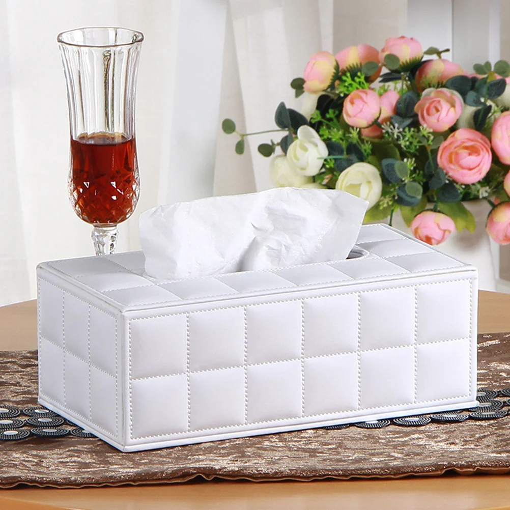 Simple PU Tissue Box Rectangle Paper Towel Holder Desktop Napkin Storage Container Kitchen Tissue Tray For Home Office