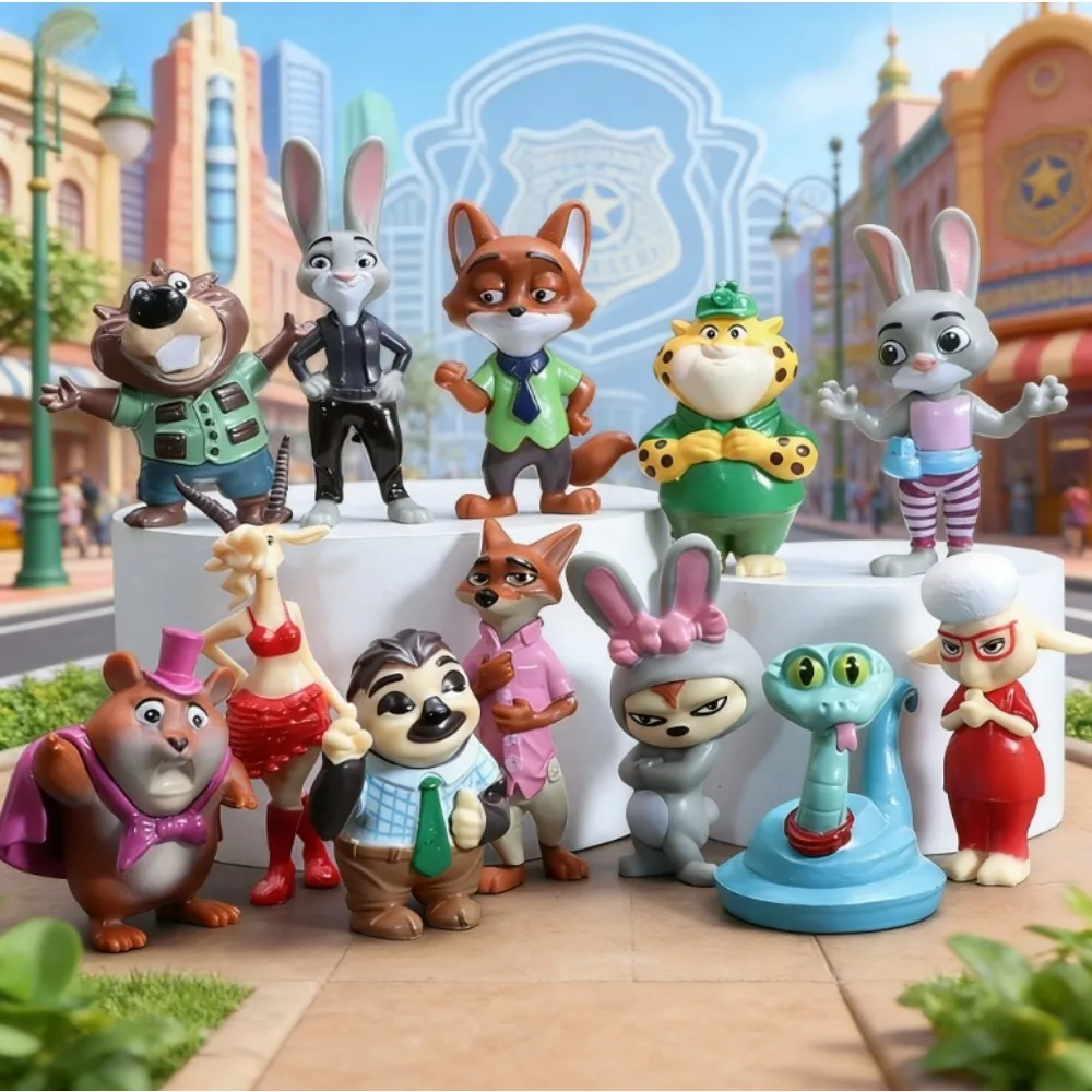 12pcs/Set Zootopia 2 Action Figure Toy Judy Rabbit Nick Fox Series Anime Figurine Fans Christmas Gifts