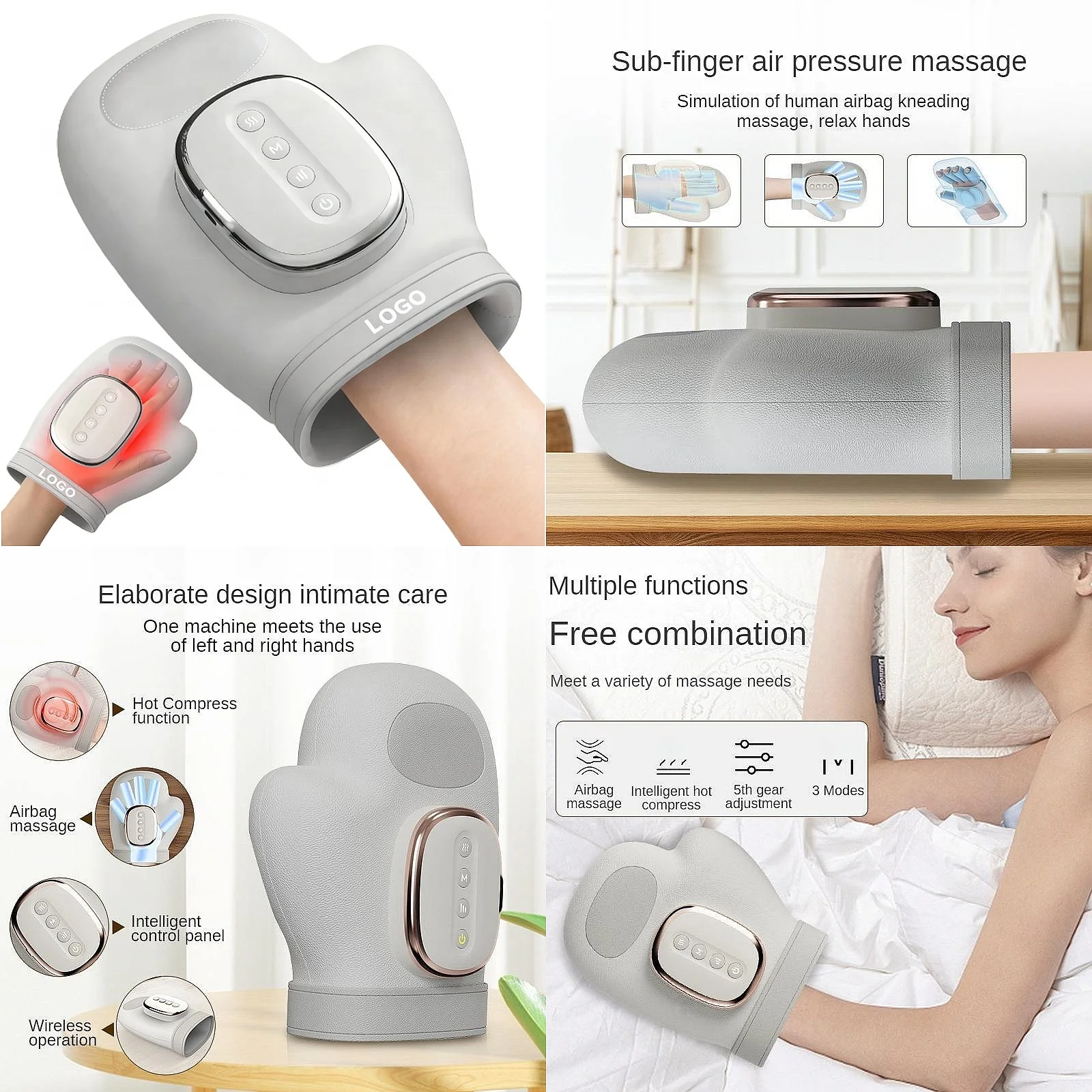 with Air Compression Rubbing Palms Pressing Wrist Kneading Fingers Glove-type Airbags Smart Hand & Wrist Massager