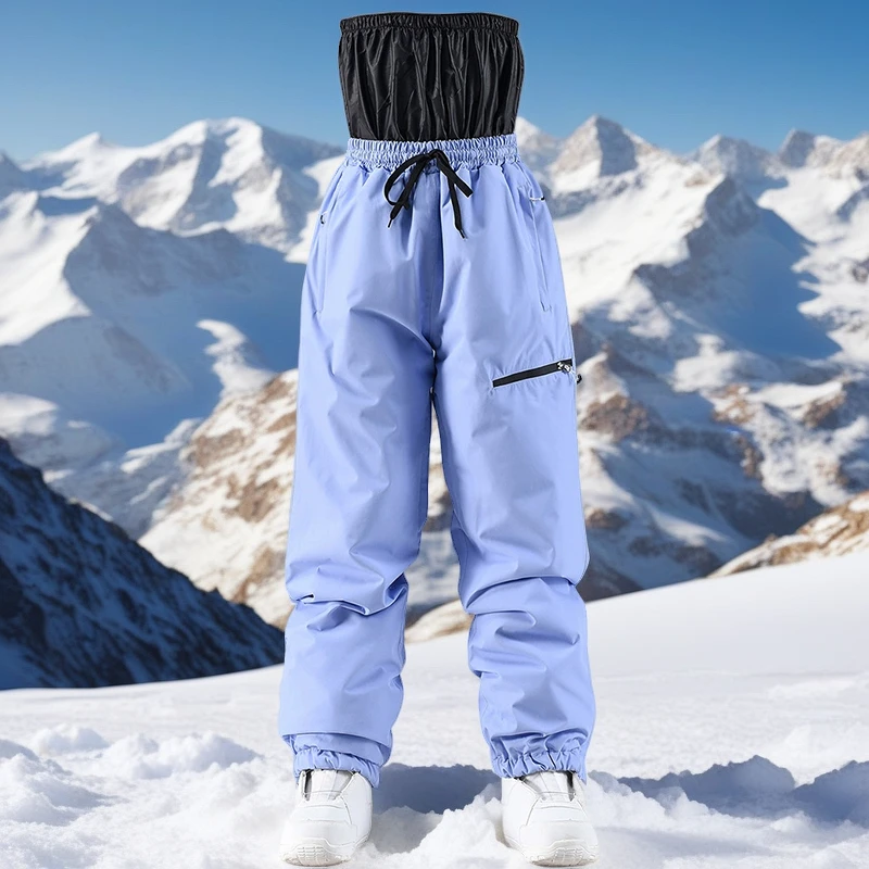 

1Pc Ski Pant Men Women Winter Outdoors Windproof Waterproof Warm Skiing Pants Veneer Double Plate Sports Snowboarding Trousers