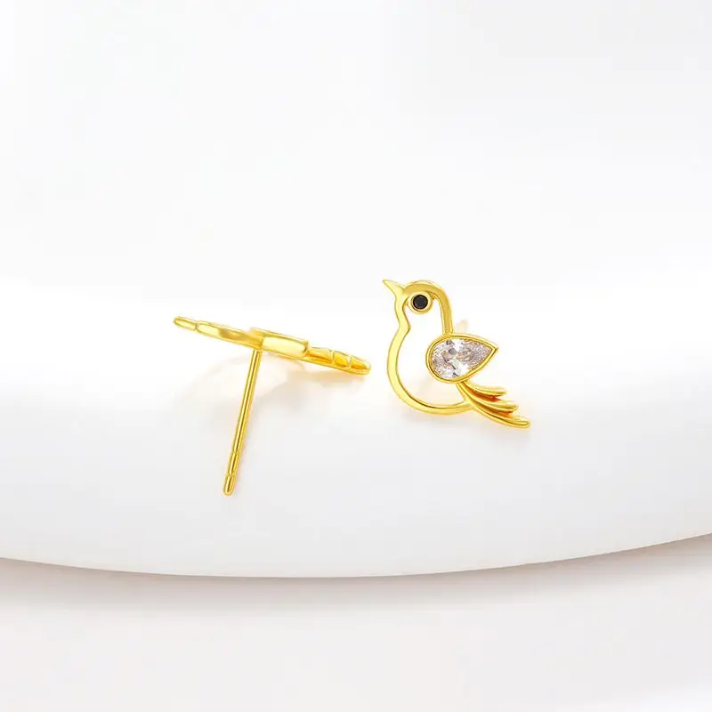 Wholesale Price--- Lovely Pigeon Zircon Stud Earrings For Women Fashion Jewelry Pure Gold Plated Nickel free
