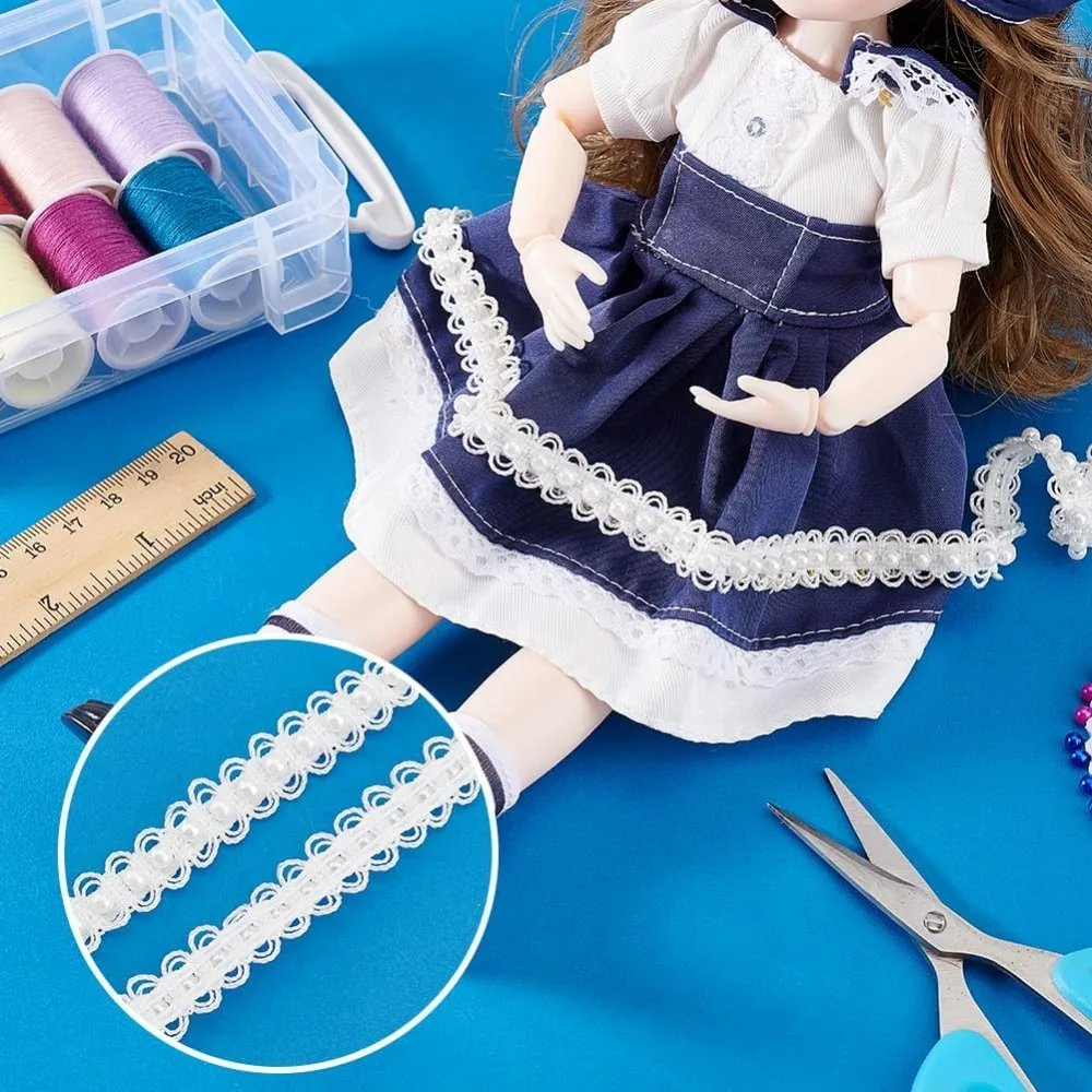 5 ياردة فو اللؤلؤ شريطة من الدانتيل لؤلؤ الزفاف الدانتيل تقليم DIY بها بنفسك الحرف صنع المجوهرات مطرز الموضوع الشريط مع اللؤلؤ الساتان