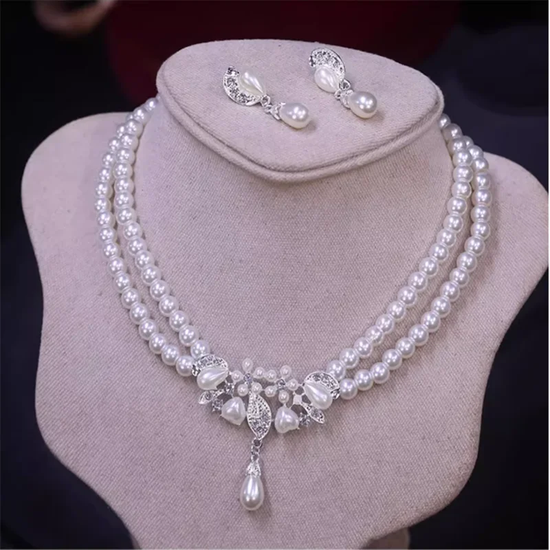 CC Elegant Jewelry Set for Women Wedding Accessories Bridal Dress Engagement Imitation Pearl Stud Earrings Sets 2 PCS Gift D009