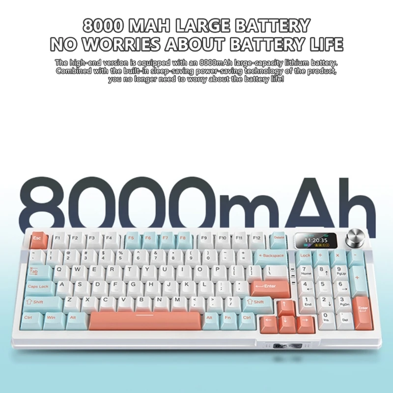 

Тихая механическая клавиатура, аккумуляторная батарея 8000 мАч, трехраздельное подключение, ручка аудиовизуального управления