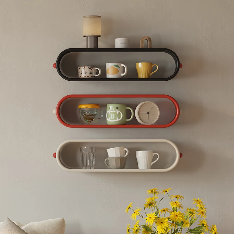 Nordic style wall hanging shelf creative teacup tea set storage rack home restaurant wall hanging cup rack shelf