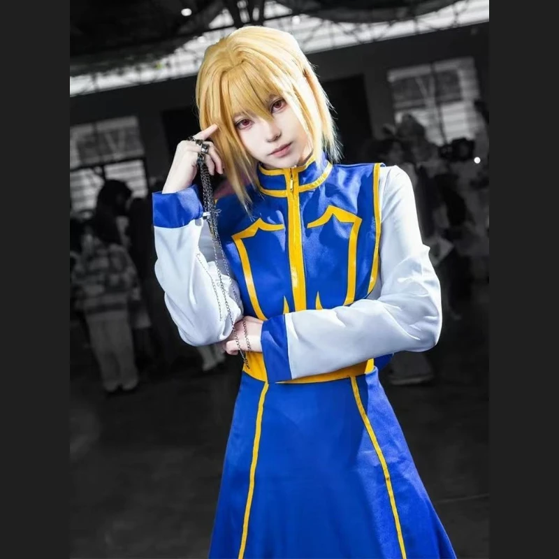 Disfraz de Anime HUNTER X HUNTER Kurapika, uniforme azul de Kurapika, disfraz de Halloween, fiesta de carnaval, Kimono para hombres y mujeres