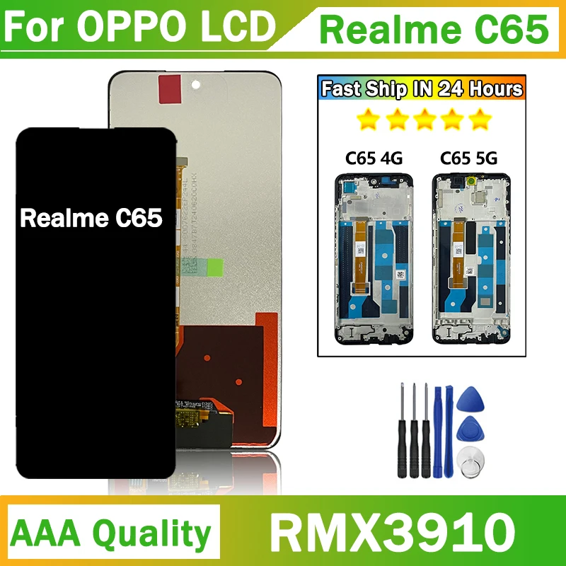 6.67 ''Display Per Oppo Realme C65 4G LCD Touch Screen Digitizer Assembly Per Realme C65 5G RMX3910 LCD di Ricambio con Strumenti