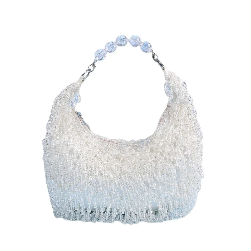 

Handmade Beaded Evening Bag Luxury Top Handle Shoulder Purse Elegant Chic Casual Party Wedding Women's