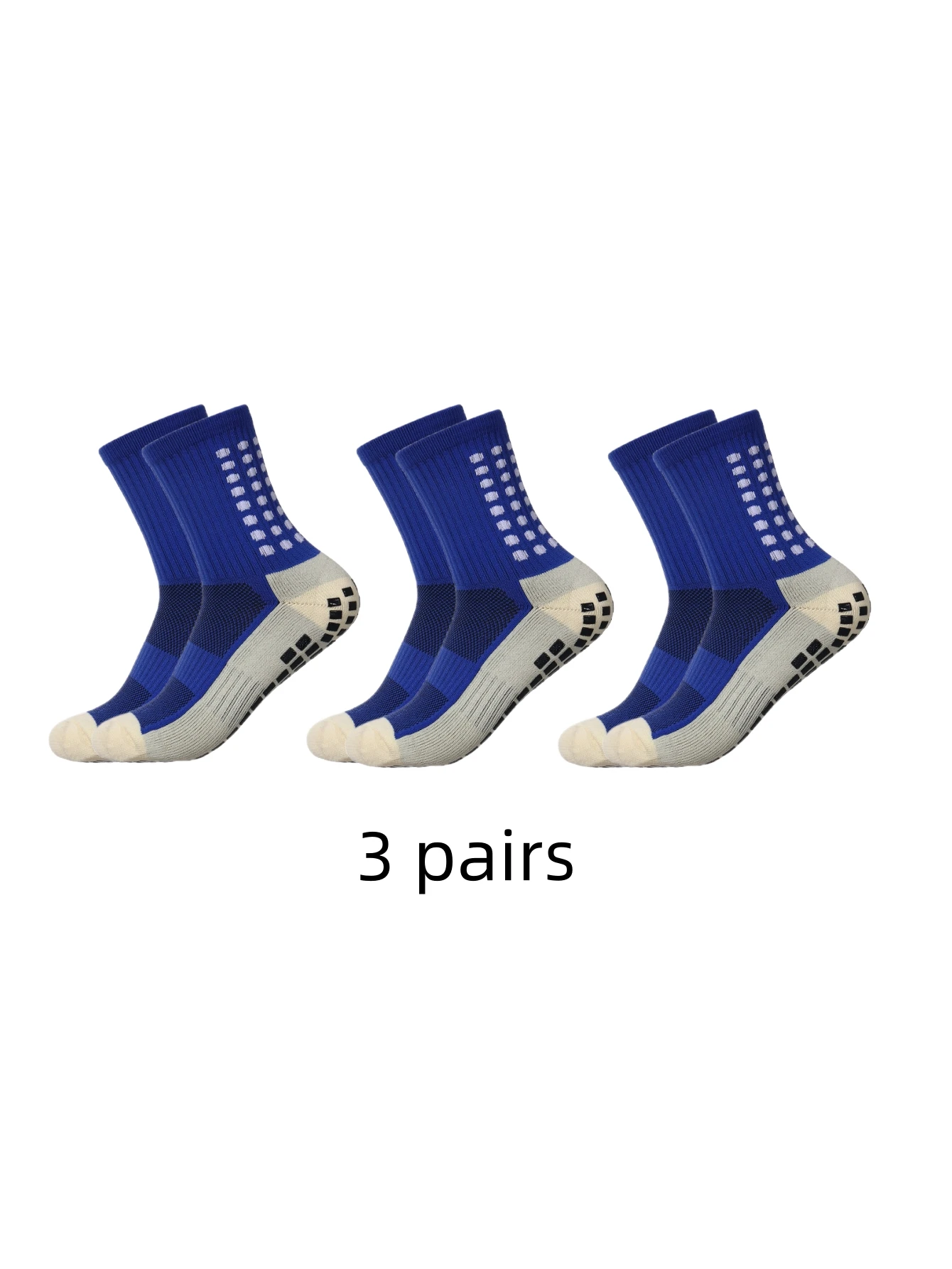 3 pairs of mid length children\'s sports football socks with anti slip socks to absorb sweat 33-38