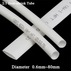 1~25m White 2:1 Heat Shrink Tube Diameter0.6mm~80mm Heat-shrink Tubing Wire Repair Protector Cable Connector Insulation Sleeving
