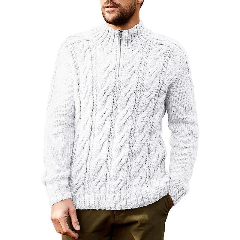 Men's Knitwear 2023 Autumn And Winter New Solid Color Semi-High-Neck Long-Sleeved Knitwear