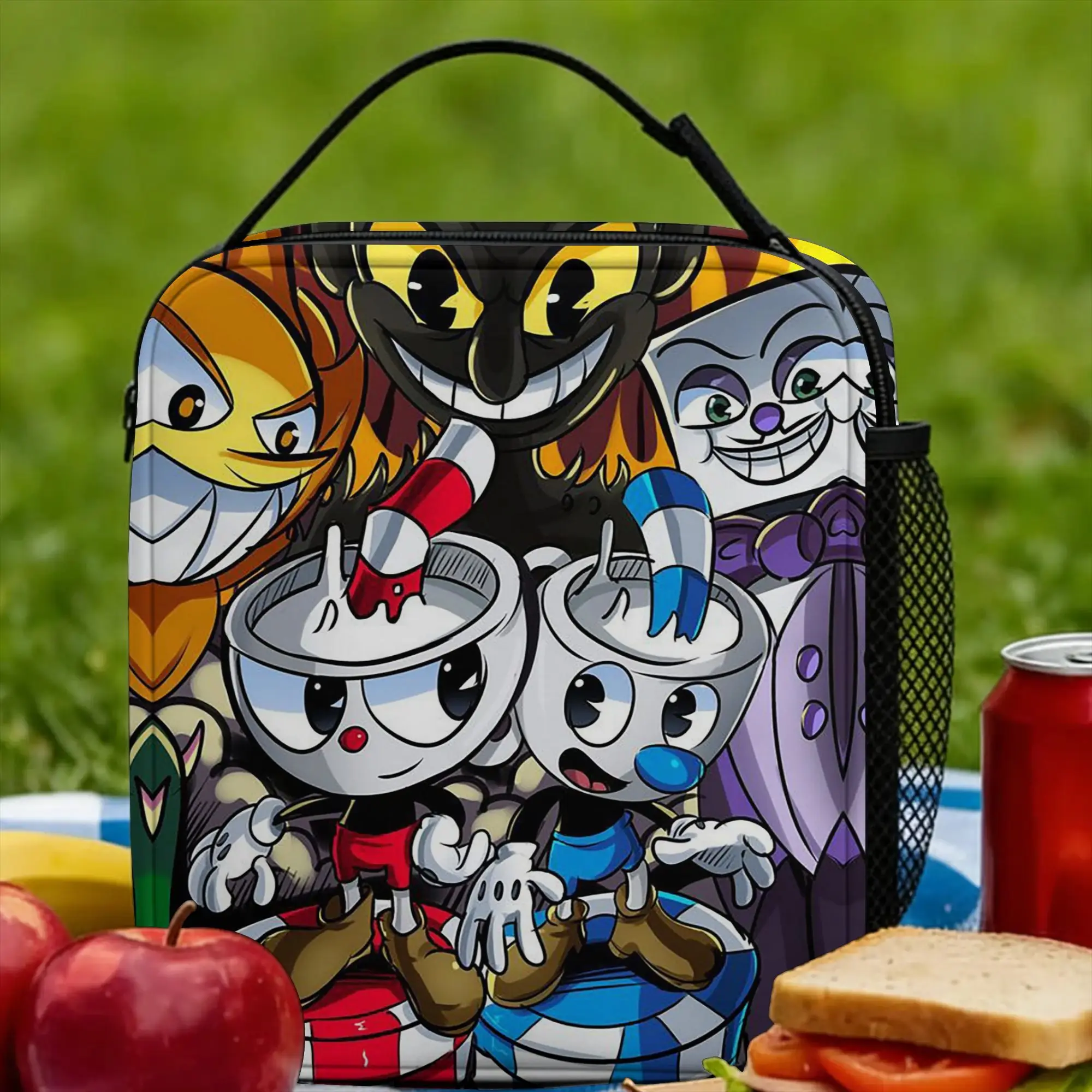 The Cupheads Devil Insulated Lunch Bags Portable Lunch Container Cooler Bag Tote Lunch Box School  Outdoor Food Storage Bags