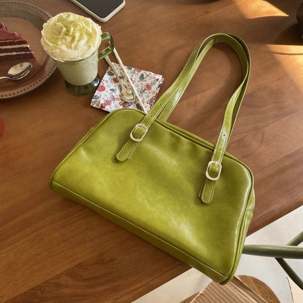 

PU Leather Stylish Armpit Bag Large Capacity Women Small Handbag Solid Color Single Shoulder Bag Adjustable Strap Messenger Bag