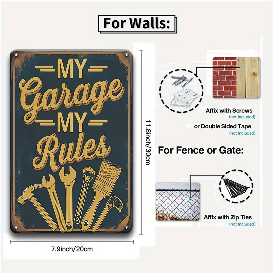 Decorative Sign& Plaque Vintage Garage Sign 3pcs Funny Tool Rules Signs Metal Garage Signs for Man Cave Decor Tool Shop Signs Gi