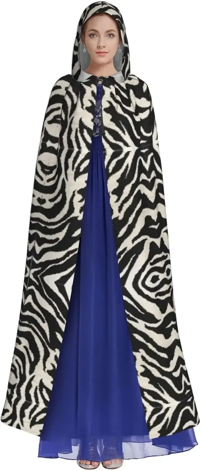 Customization Zebra Animal Print Adult Hooded Cape Carnival Festival Cape Cosplay Robe Costume Party Gothic Carnival