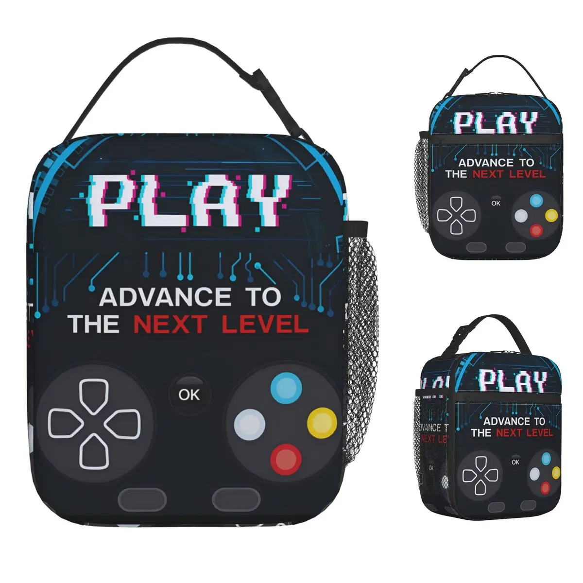 Game Controller Funny Lunch Bag Outdoor Picnic Lunch Box Adult Vintage Print Thermal Tote Handbags Oxford Portable Cooler Bag