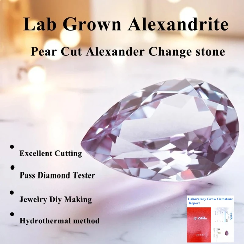 

Pear Cut Color Changing Stone BeadLab Grown Alexander for Diy Jewelry Making Material Selectable AGL Certificate