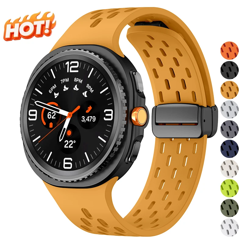Magnetisches Armband für Samsung Galaxy Watch 8 Classic 46, Silikon-Sportarmband, atmungsaktiv, Correa-Armband für Galaxy Watch 8/9 44 40 mm