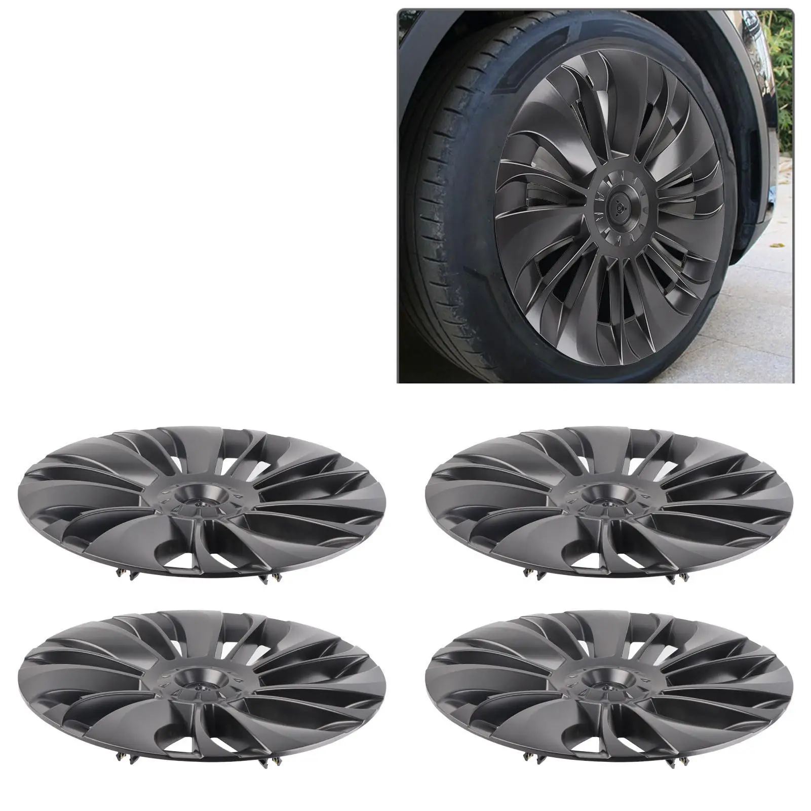 4PCS for tesla Model Y Wheel Hub - Wind Resistance Reduction Rim Covers for 2021-2023