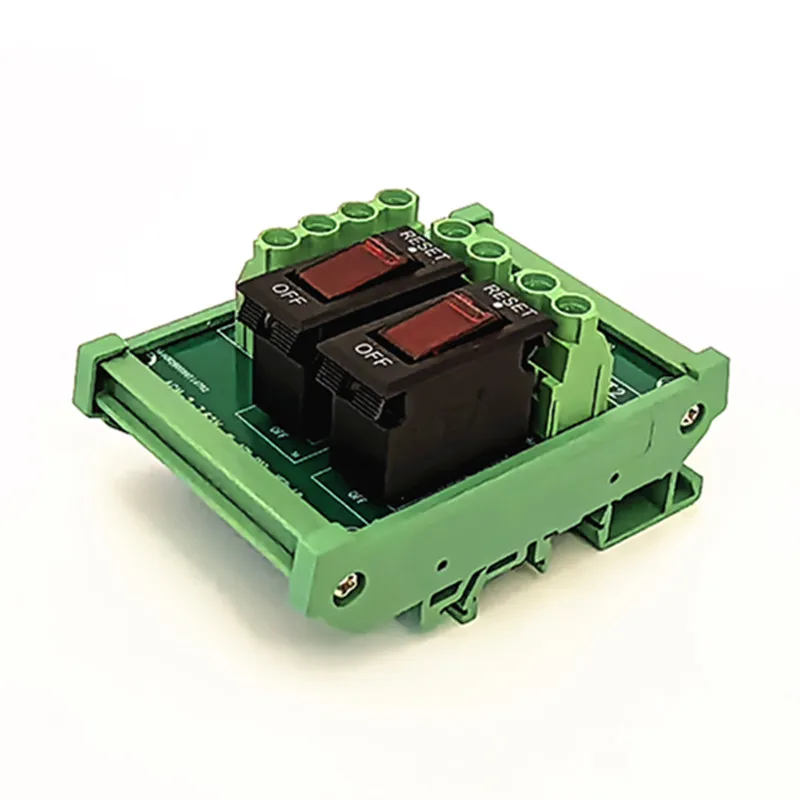 2 Channel Rocker Switch Thermal Circuit Breaker Overload Protector  Power Distribution Module DIN Rail Mount