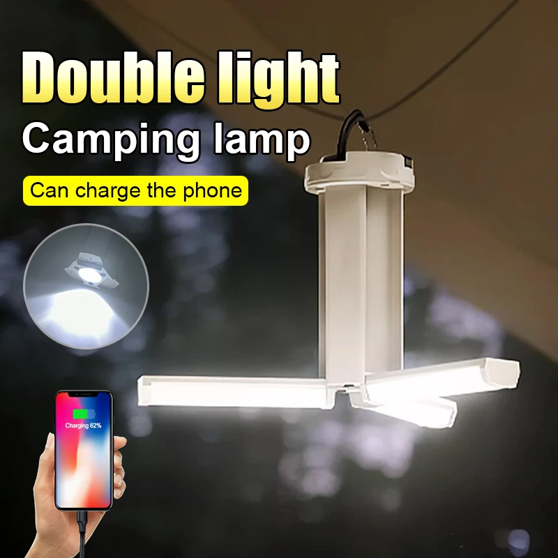 Folding Camping Lantern Portable Tent Light Rechargeable Bright Flashlight 4 Speed Dimmable Outdoor Emergency Magentic Work Lamp