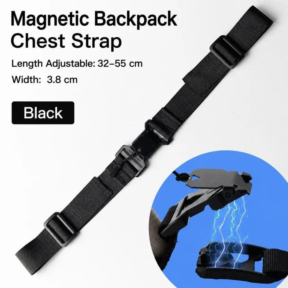 Magnetic Buckle Backpack Chest Pack Strap Easy Detachable Versatile Durable Adjustable Shoulder Strap Adjustable Length