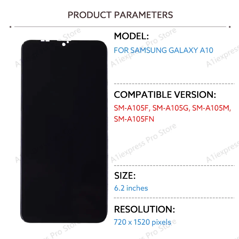 Do Samsung Galaxy A10 A105 wyświetlacz LCD ekran dotykowy Digitizer zgromadzenie 6.2 "A105F A105G A105M A105FN części zamienne LCD — zdjęcie produktu 2
