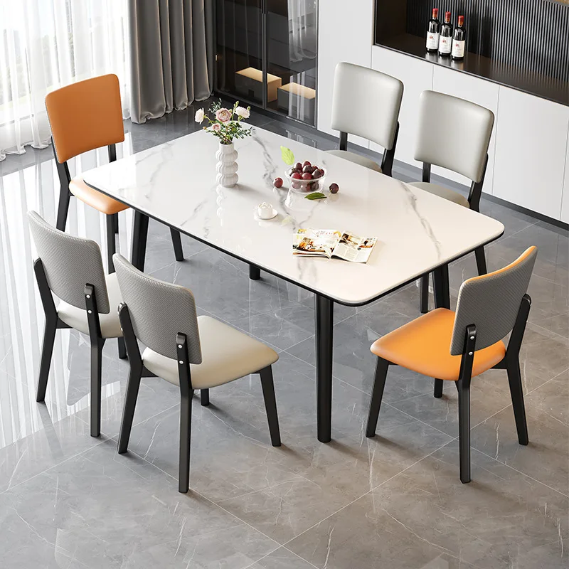 Square and round dual-purpose dining table and chair combination small apartment folding telescopic variable round table househo