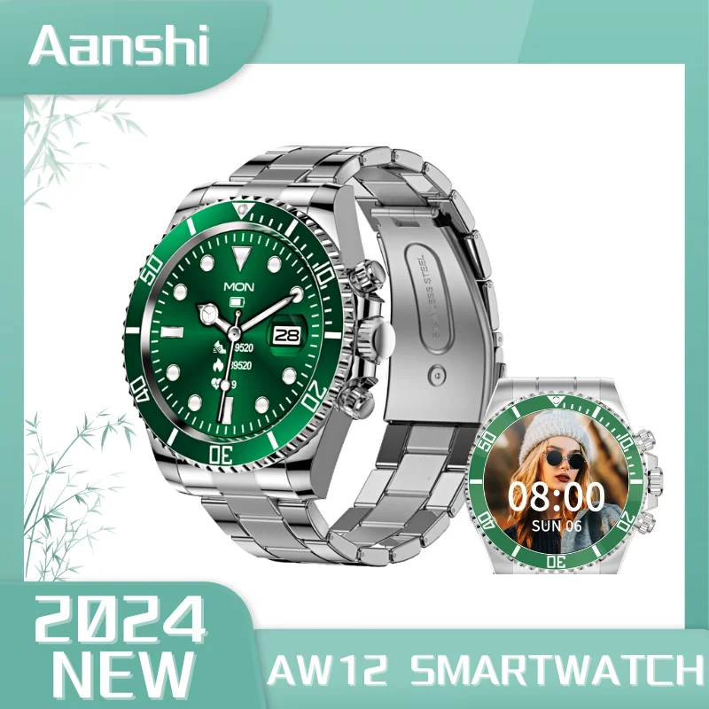 

Aanshi AW12 Men's Smartwatch Business Style Fitness Tracker Bluetooth Call Heart Rate Sleep Monitor men Smart Watch Android ios