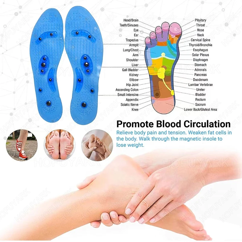 Silicone Acupressure Magnetic Massage Insoles for Shoes Insert Foot Therapy Insoles Weight Loss Slimming Pain Relief Shoes Pads