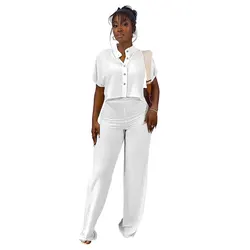 Suit Women's Versatile Short Cardigan Top Straight Trousers Women's Solid Color Suit Sportswear Casual Two-piece Set