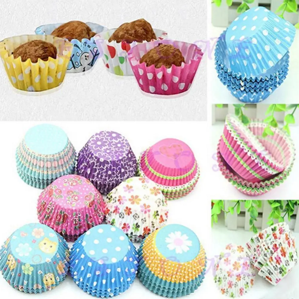 100Pcs Colorful Paper Cake Cupcake Liner Case Party Wrapper Muffin Baking Cups Kitchen Cake Tools Decorating Tool Dropship