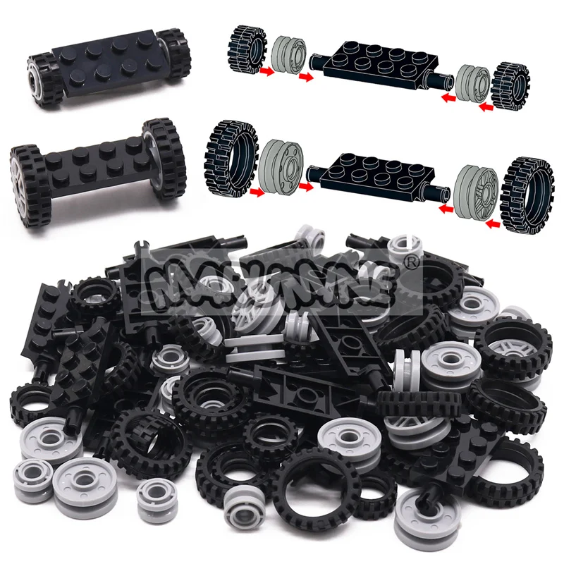 MARUMINE 70 قطعة اللبنات عجلة الإطارات MOC الطوب سيارة المسار أجزاء السيارة الملحقات 40687 42610 92402 61254 56902 متوافق #3