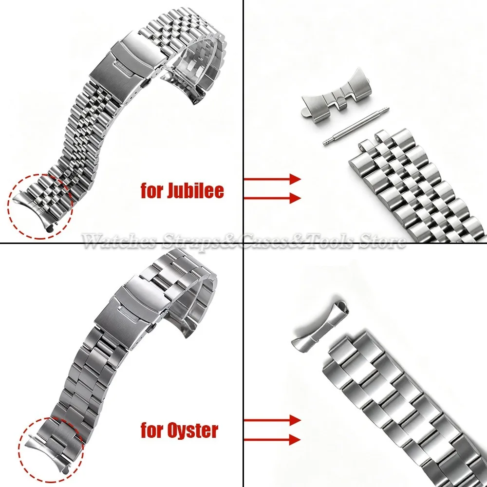 Image 3: Adaptateur à extrémité incurvée 18/19/20/21/22/24 mm pour Seiko SKX009 SKX007 pour Jubilee pour bracelet Oyster, connecteurs en acier inoxydable