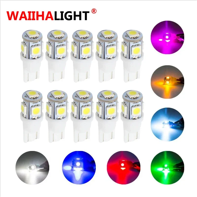 10PCS T10 W5W Led Light 5050 SMD Car Wedge Side Lamps for Car T10 Reading Light Bulbs 194 Led Dome Reading Bulbs Red Pink Yellow