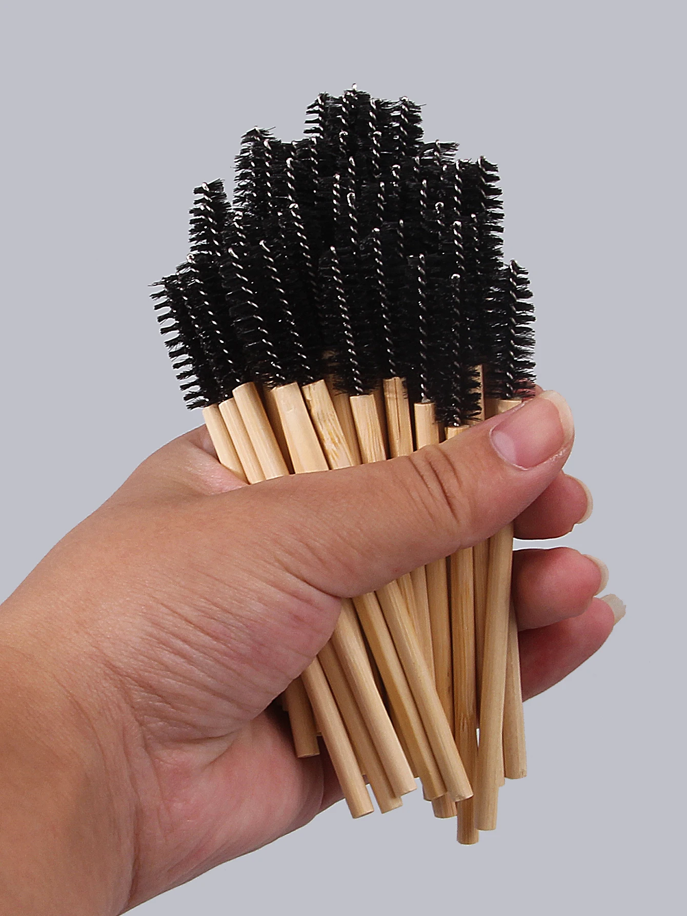 50PCS high-end bamboo-handled spiral mascara brush,curling eyebrow brush, multi-functional mini mascara brush, portable eye tool