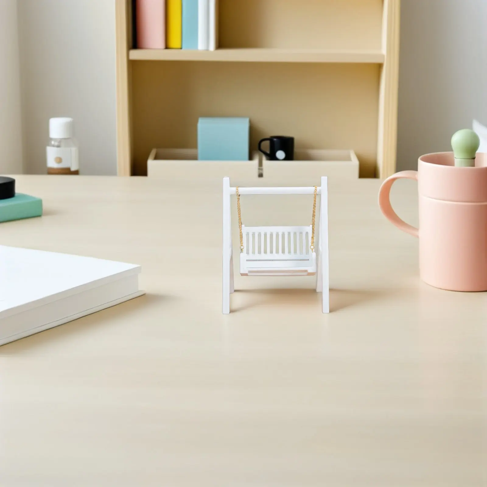 

Miniature Wooden Swing Compact Vintage Style Realistic Dollhouse Furniture for Small Room Micro Landscape Decoration