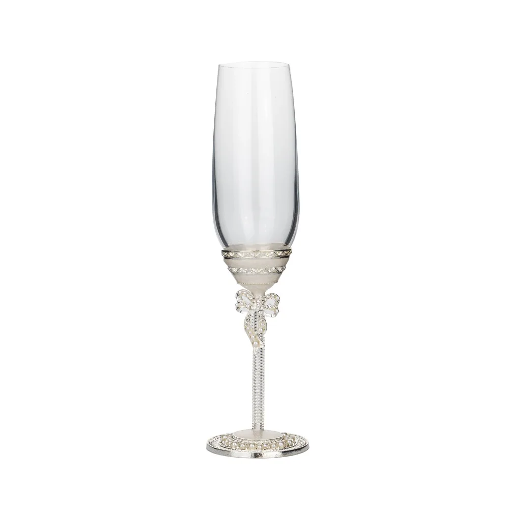 2PCS French Romantic Crystal Champagne Flutes Wedding Enamel Pearl Bubble Cocktail Glass Bar Restaurant Party Gift Box