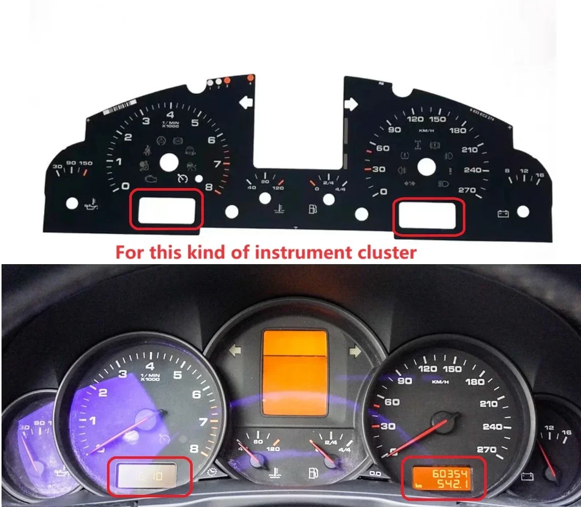 Speedo Tacho Counter Dials Gauge Face For Porsche 955/957 Cayenne/S/GTS Instrument Overlay KMH