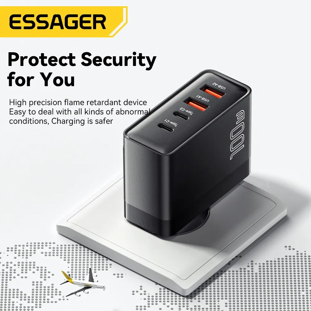 Essager GaN USB C타입 캐리카배터리, PD QC 급속 충전 4.0, 3.0 C타입 리카리카 라피다, 아이폰 14, 13, 12, 샤오미 맥북, 100W