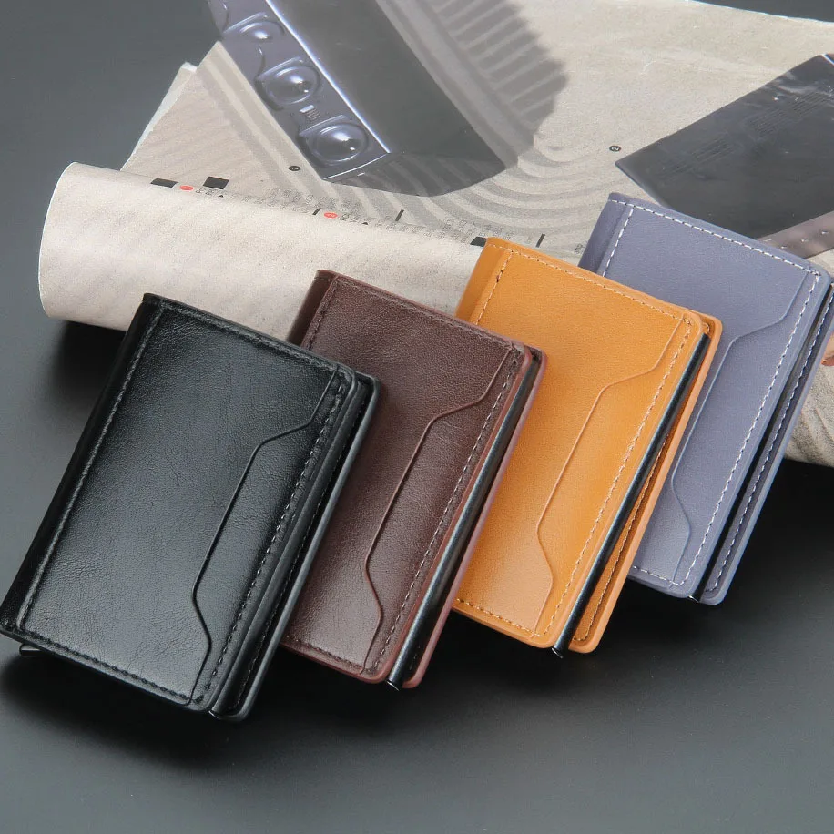 Custom Name Rfid Blocking Protection Men Id Credit Card Holder Wallet Mini Business Bank Card Case Personalized Gift for Men Him