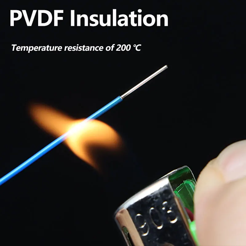 5/10 m 1423 PVDF-isolierter Draht 38 36 34 32 30 28 26 24 AWG Temperaturbeständiges elektronisches Einzelkabel aus versilbertem Kupfer – Detail 5