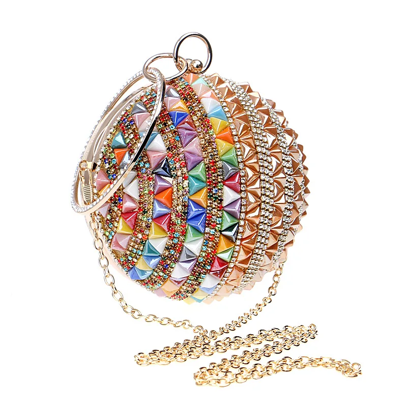 Bolso de mano de Color dorado mezclado con diamantes de imitación, bolso de fiesta hermoso, bolso cruzado de hombro, bolso de regalo de cumpleaños para mujer