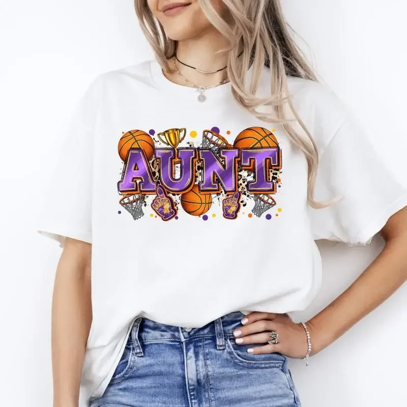 Basketball Aunt TShirt Basketball player cheer team auntie Unisex tee Sand Whit