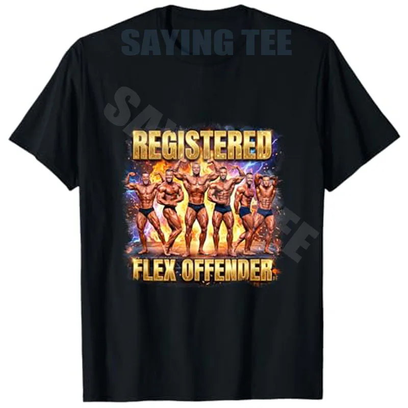 2026 New Arrival Gym T-Shirt Y2k Funny Lifting Shirt - Registered Flex Offender Meme Joke Saying Tee Novelty Gift Men Clothing