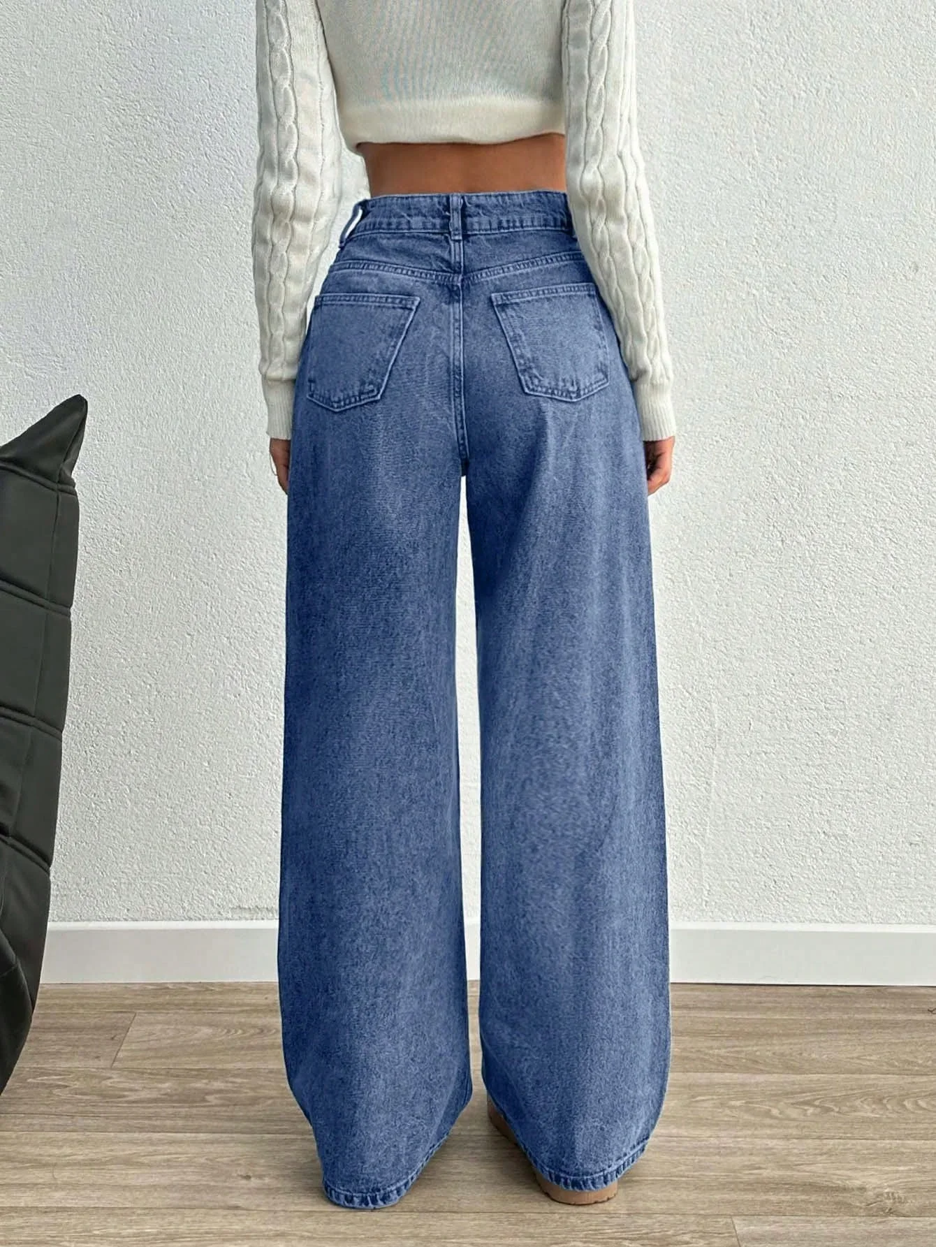 Solid Color Jeans Gender Neutral Blue Baggy Denim Drip For Dating No accessories or belts included