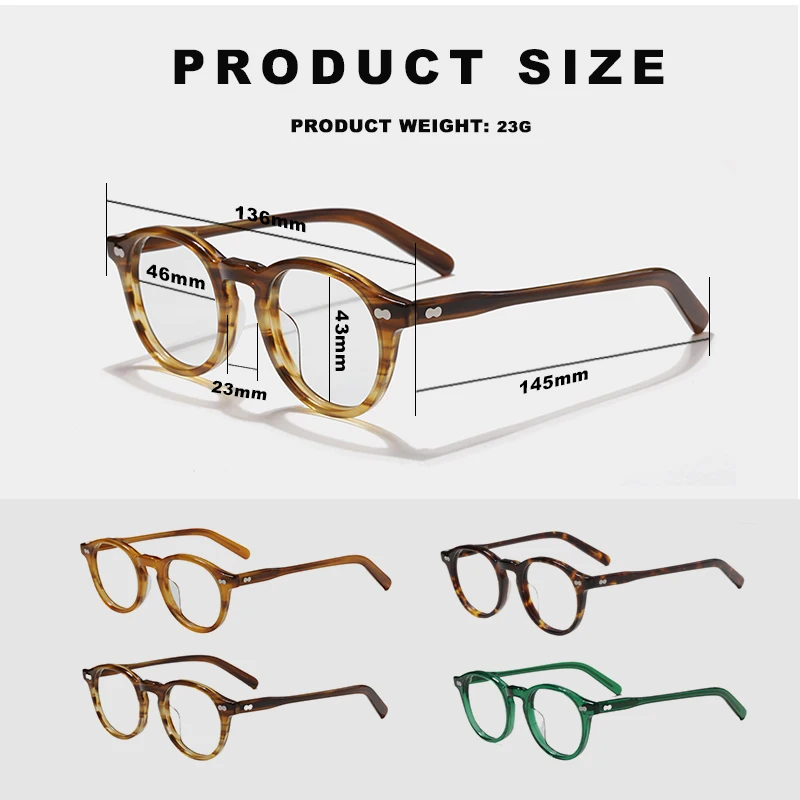 Round High Quality Brown Fashion Thick Acetate Optical Glasses Frames for Women Men Reading Prescription Eyeglasses Myopia